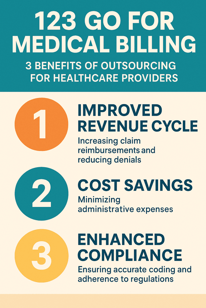 123 GO FOR MEDICAL BILLING outsourcing benefits for healthcare providers, including improved revenue cycle, cost savings, and enhanced compliance. Trusted healthcare outsourcing solutions from The Ashez Group.