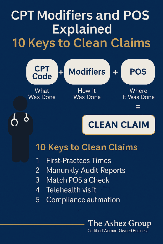 CPT Modifiers and POS explained – 7 Powerful Tips for Accurate Medical Billing Success by The Ashez Group