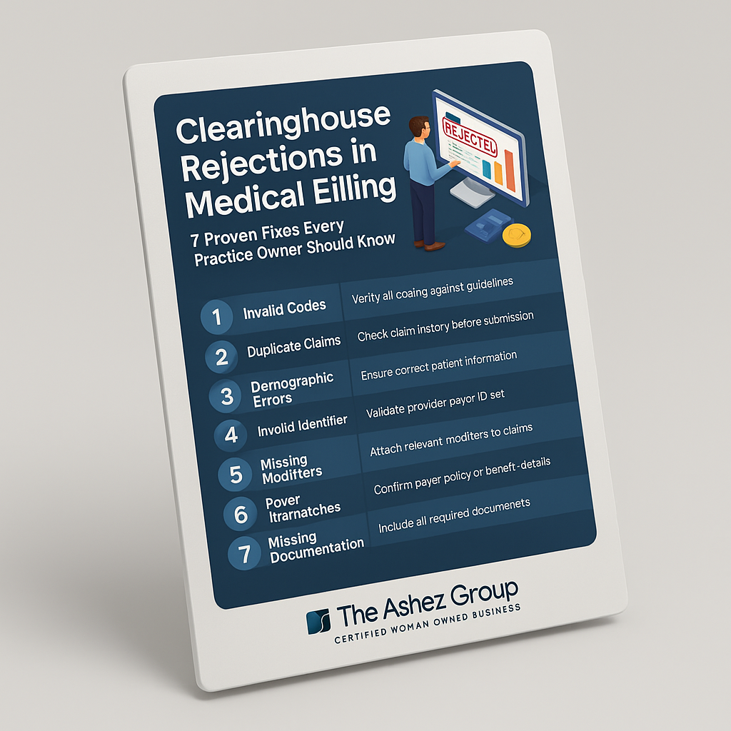 3D clearinghouse rejections in medical billing infographic — The Ashez Group