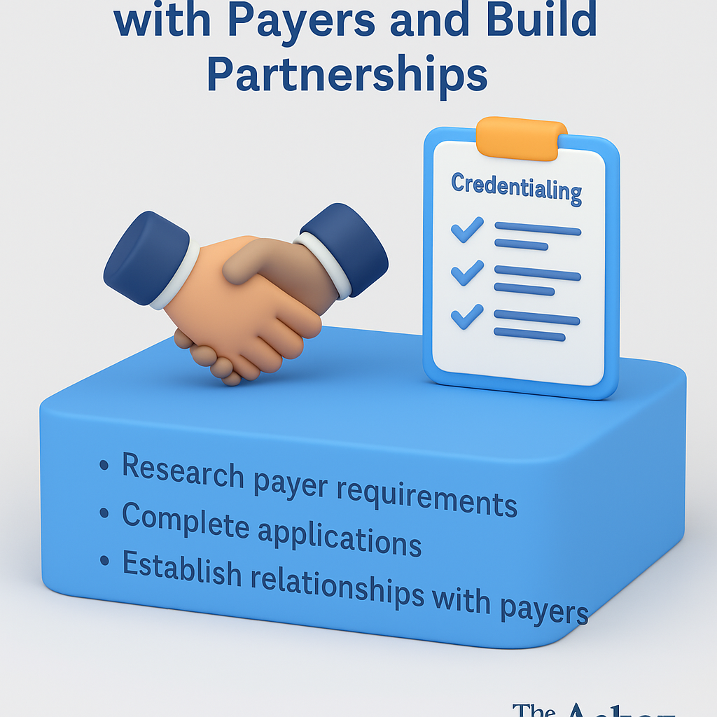 how to start a medical billing business — Step 4 credentialing and partnerships infographic by The Ashez Group