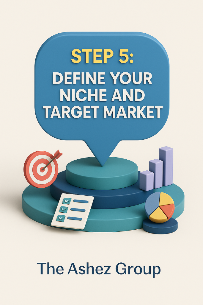 how to start a medical billing business — Step 5 define niche and target market infographic by The Ashez Group