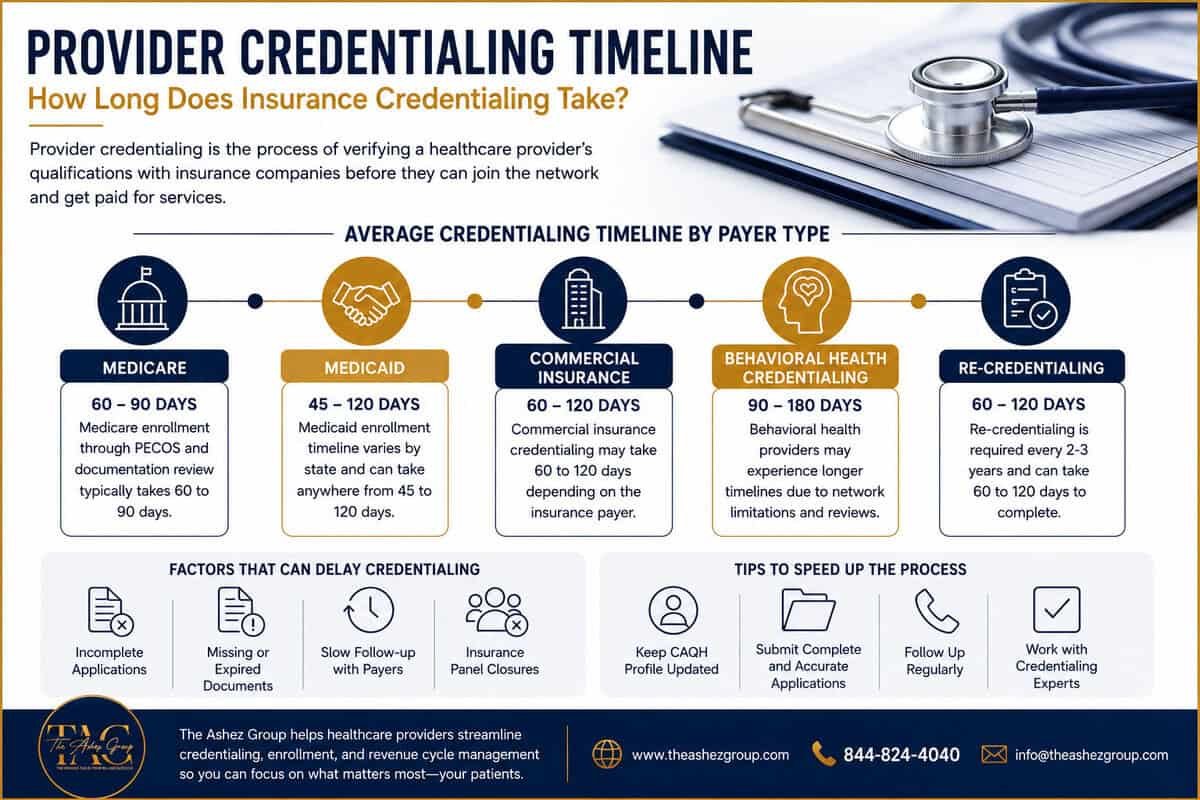 Provider Credentialing Timeline for Medicare, Medicaid, and Commercial Insurance