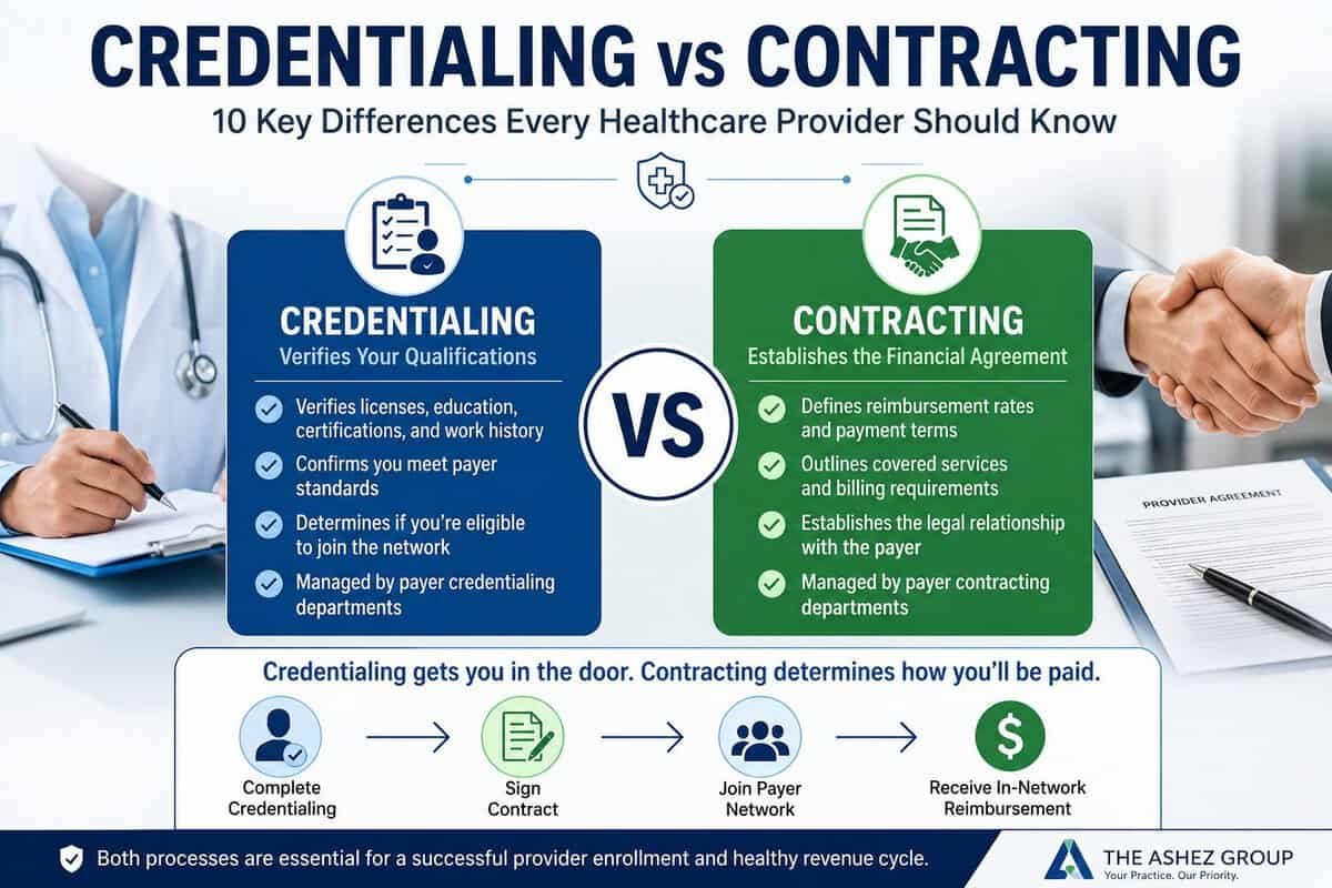 Credentialing vs Contracting guide for healthcare providers