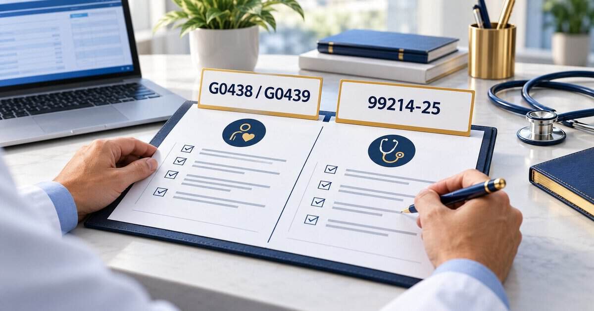 annual wellness visit Modifier 25 billing