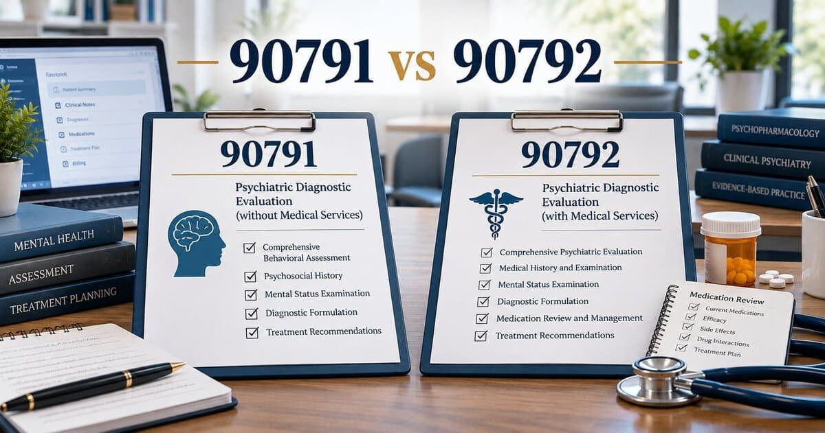 90791 vs 90792 psychiatric evaluation billing guide